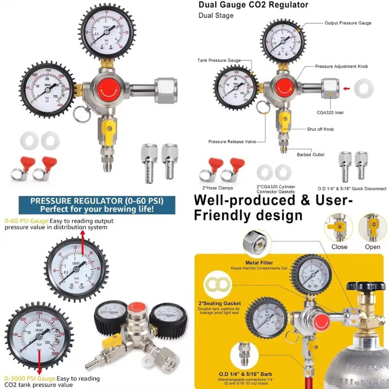 Co2 Regulator Dual Stage - Regulador de CO2 para Cerveja, Regulador