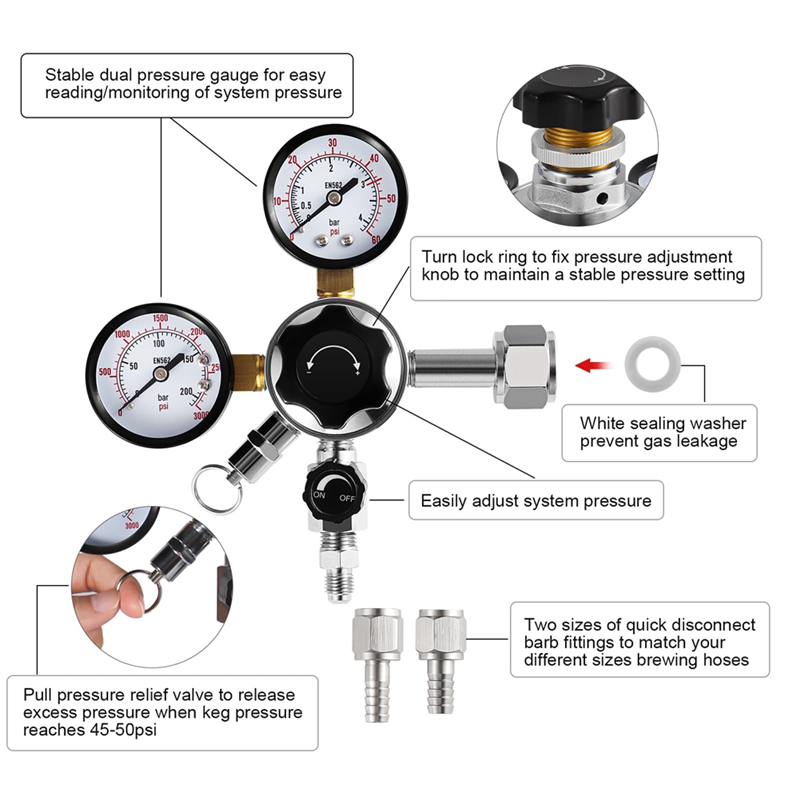 Regulador de barril CGA-320, r - Co2 Regulator Dual Stage avaliação e preço