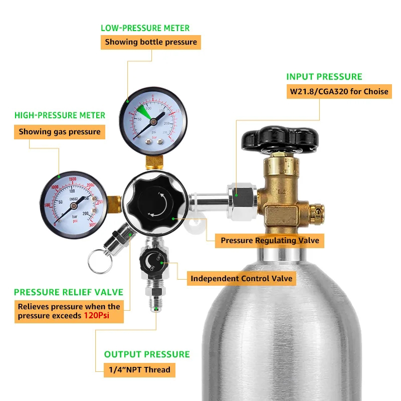 Carregador de co2 de alta pres - Co2 Regulator Dual Stage avaliação e preço