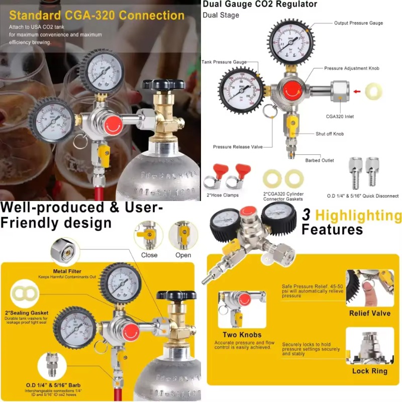 Regulador de Tanque de CO2 de  - Co2 Regulator Dual Stage avaliação e preço