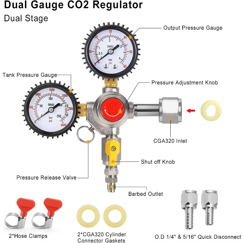 Regulador de Tanque de CO2 de  - Co2 Regulator Dual Stage avaliação e preço