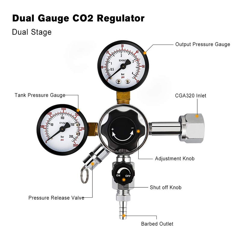 Regulador de cerveja de calibr - Co2 Regulator Dual Stage avaliação e preço