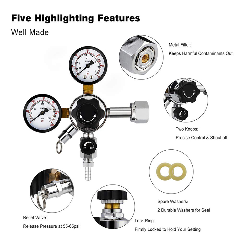 Regulador de cerveja de calibr - Co2 Regulator Dual Stage avaliação e preço